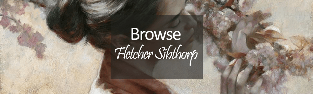 Fletcher Sibthorp art - Figurative Art of a woman smelling blossom