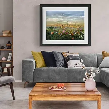 art consultancy and interior design services - framed painting on wall above sofa