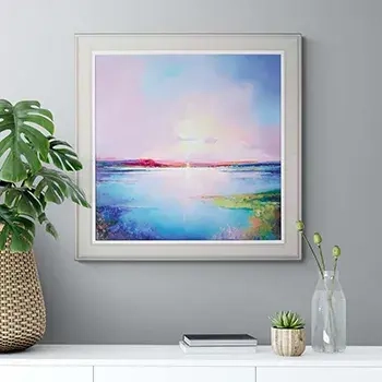 art for companies - contemporary seascape framed painting on grey wall