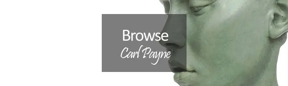 Carl Payne sculptures figurative bronze woman's head and shoulders