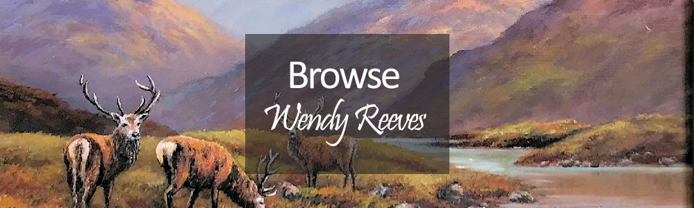 Wendy Reeves Original Paintings - Stags on Moorland